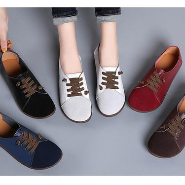 Spring Autumn Ladies Genuine Leather Slip-on Ballet Flats Sneakers Shoes - SolaceConnect.com