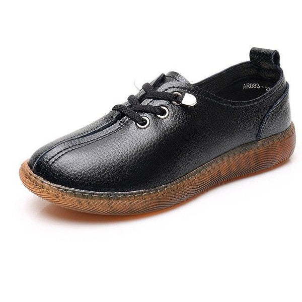 Spring Autumn Mocasines Women's Genuine Leather Lace-up Flats Loafers - SolaceConnect.com