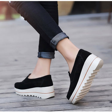 Spring Autumn Moccasins Woman Flats Genuine Leather Slip-ons Casual Lady Round Toe Cow Suede  -  GeraldBlack.com