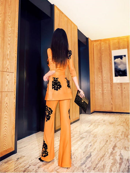 Spring autumn office lady fashion casual coat pants sets suits clothing  -  GeraldBlack.com