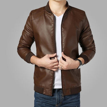 Spring & Autumn Synthetic Leather Men's Full Sleeves Jacket Outwear  -  GeraldBlack.com