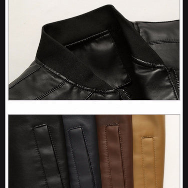 Spring & Autumn Synthetic Leather Men's Full Sleeves Jacket Outwear - SolaceConnect.com