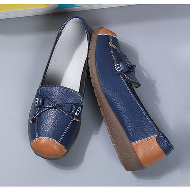 Spring Autumn Women's Genuine Leather Slip-on Butterfly Knot Flats Loafers - SolaceConnect.com