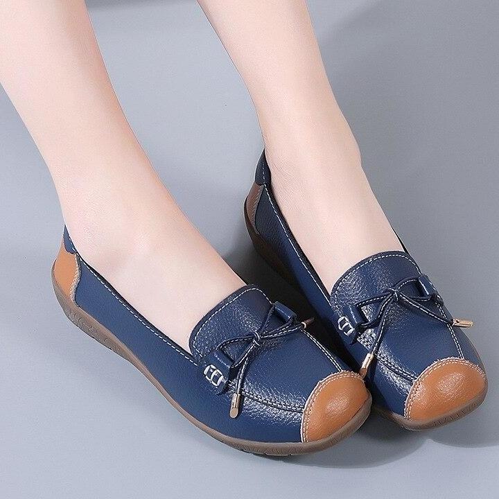 Spring Autumn Women's Genuine Leather Slip-on Butterfly Knot Flats Loafers  -  GeraldBlack.com