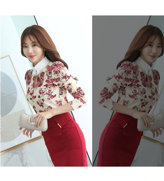 Spring Autumn Women's High Collar Crochet Lace Floral Blouse with Button  -  GeraldBlack.com