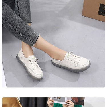 Spring Autumn Women's Natural Genuine Leather Flats Sports Sneakers Shoes - SolaceConnect.com
