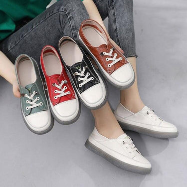 Spring Autumn Women's Natural Genuine Leather Flats Sports Sneakers Shoes  -  GeraldBlack.com