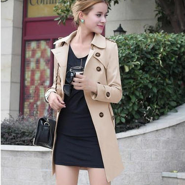 Spring Fashion 1Pc Double Breasted Slim Fit Long Trench Coat for Women - SolaceConnect.com