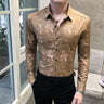 Spring Fashion Long Sleeve Slim Fit Luxury Digital Printed Shirts for men  -  GeraldBlack.com