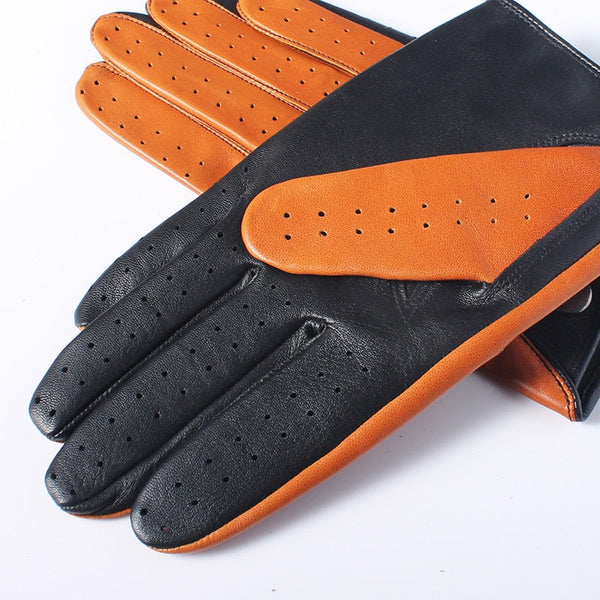 Spring Men Genuine Leather Gloves Fashion Black Driving Unlined Goatskin Finger Gloves GSM047  -  GeraldBlack.com