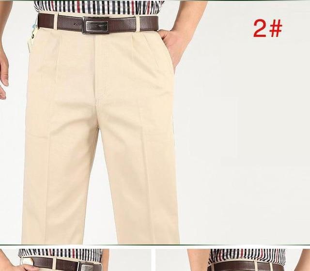 Spring Men's Plus Size Cotton Pleated High Waist Loose Straight Leg Casual Pants - SolaceConnect.com
