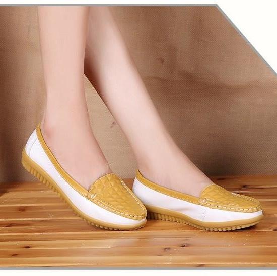 Spring Moccasins Women's Cow Leather Round Toe Slip-on Flats Loafers  -  GeraldBlack.com
