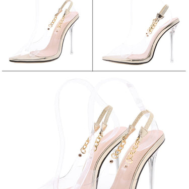 Spring Sexy Women's PVC Pointed-toe Slingbacks Chain Thin Hi-Heels Pumps - SolaceConnect.com