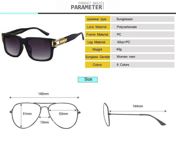 Square UV400 Oculos Metal Design Retro Men's Sunglasses Eyewear - SolaceConnect.com