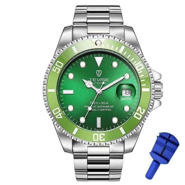 Stainless Steel Automatic Clock Men's Mechanical Water Resist Watch - SolaceConnect.com