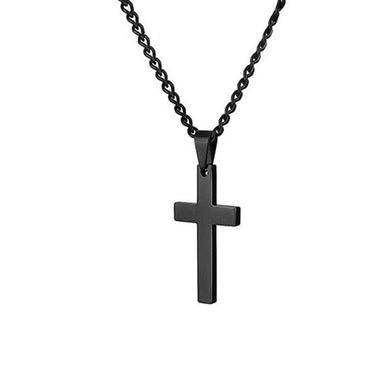 Stainless Steel Black Color Cross Pendant Prayer Necklaces For Women Men  -  GeraldBlack.com