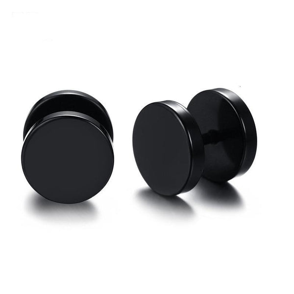 Stainless Steel Black Stud Unisex Earrings for Ear Plugs Tunnel 6 8 10mm - SolaceConnect.com