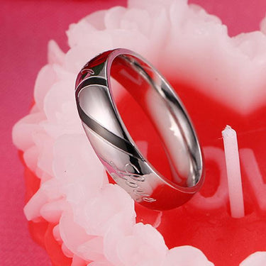 Stainless Steel Heart Alliance Silver Color Couple Ring for Men and Women - SolaceConnect.com