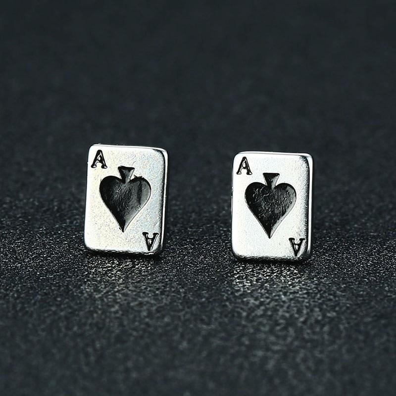 Stainless Steel Spades and Poker Design Casual Unisex Stud Earrings  -  GeraldBlack.com