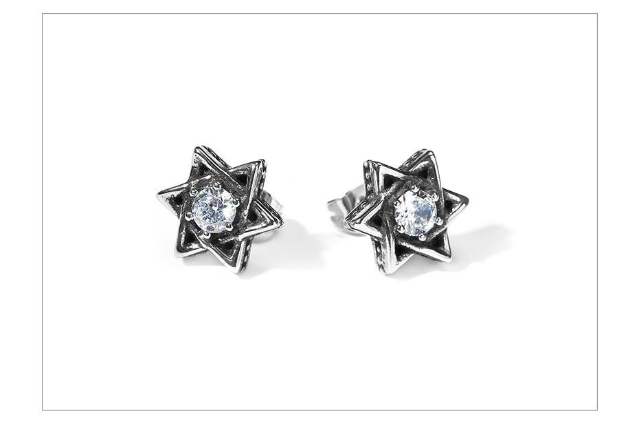 Stainless Steel Vintage David Shield Star Solomon Seal Unisex Earrings - SolaceConnect.com
