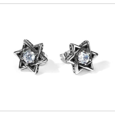 Stainless Steel Vintage David Shield Star Solomon Seal Unisex Earrings - SolaceConnect.com