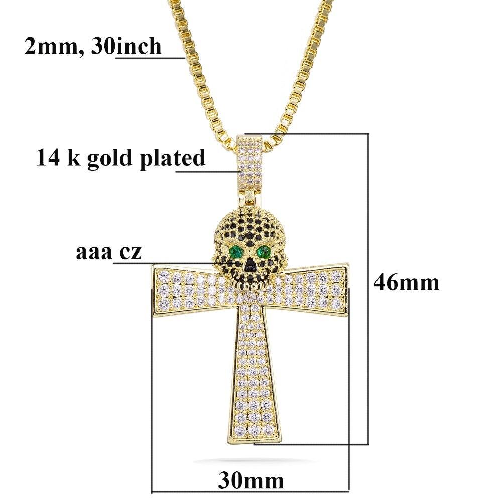 Ghost Cross Punk Pendants Necklaces Fashion Jewellery CZ Crystal Pendants For Men Women Steampunk - SolaceConnect.com