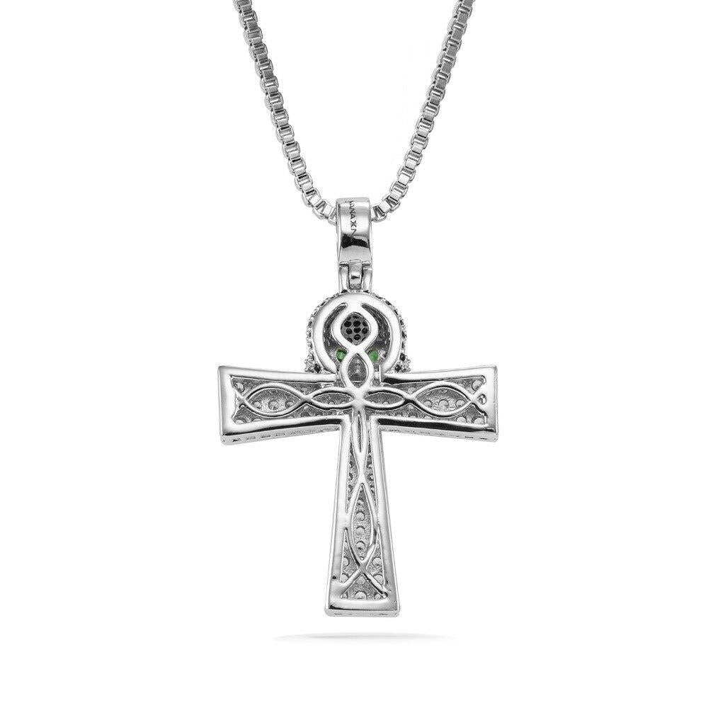 Steampunk Fashion Unisex Ghost Cross CZ Crystal Pendant Necklace  -  GeraldBlack.com