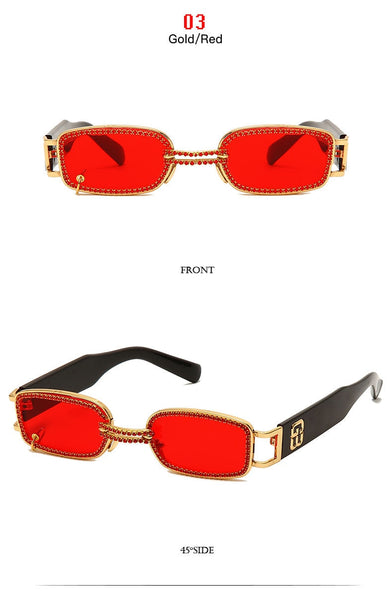 Steampunk Metal Diamond Eyewear shades sunglasses Shades Okulary UV400 Oculos De Sol  -  GeraldBlack.com