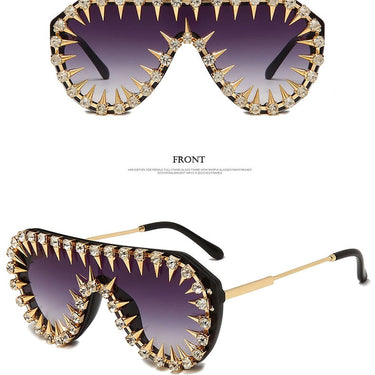 Steampunk Nail Diamond Oversized Sunglasses For Women Luxury Punk Rhinestones One Piece Sun Glasses Men Hip Hop Shades Eyewear  -  GeraldBlack.com
