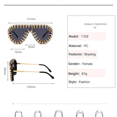 Steampunk Nail Diamond Oversized Sunglasses For Women Luxury Punk Rhinestones One Piece Sun Glasses Men Hip Hop Shades Eyewear  -  GeraldBlack.com