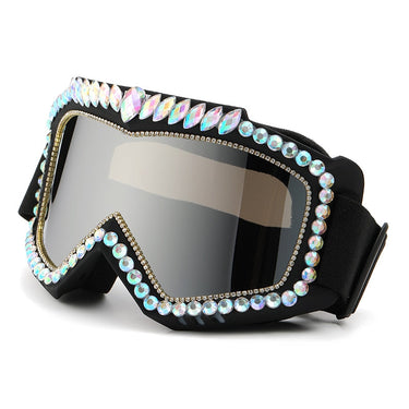 Steampunk Oversized Diamond Sunglasses Goggle Women and Men Snowing Sport Sun Glasses Luxury Rhinestone Eyeglasses  -  GeraldBlack.com