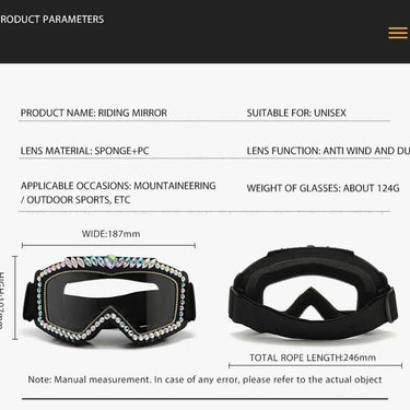 Steampunk Oversized Diamond Sunglasses Goggle Women and Men Snowing Sport Sun Glasses Luxury Rhinestone Eyeglasses  -  GeraldBlack.com