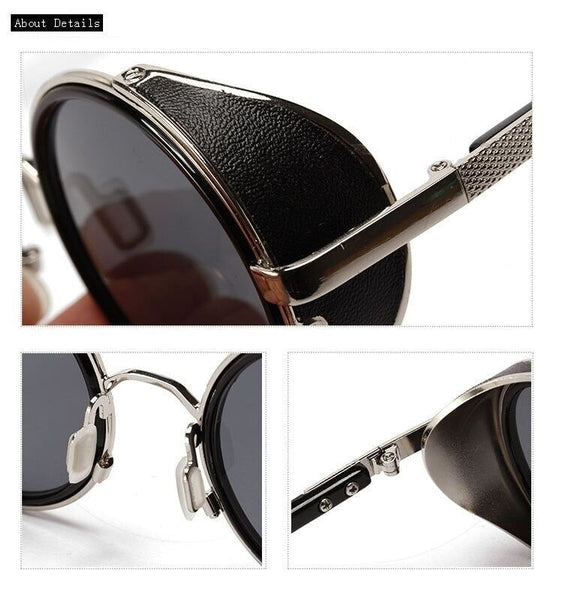 Steampunk Round Fashion Metal Designer Coated Unisex Sunglasses  -  GeraldBlack.com