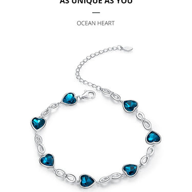 Sterling Silver 925 Chain Bracelet for Women Wedding Engagement Statement Jewelry Blue Heart Luxury Jewelry SCB163  -  GeraldBlack.com