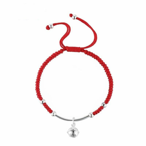 Sterling Silver Bell Lucky Red Rope Shambala Bracelet for Men & Women Gift - SolaceConnect.com