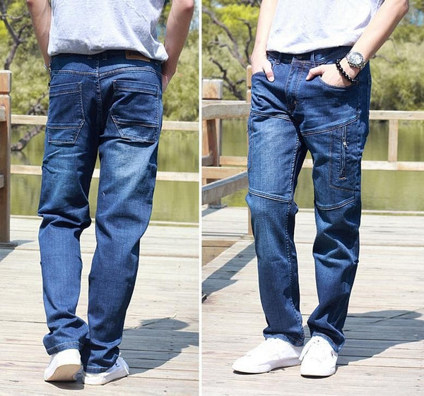 Straight Jeans Man Denim Pants Seasons Loose Elasticity Long Trousers Plus Size 28-44 Bottoms  -  GeraldBlack.com