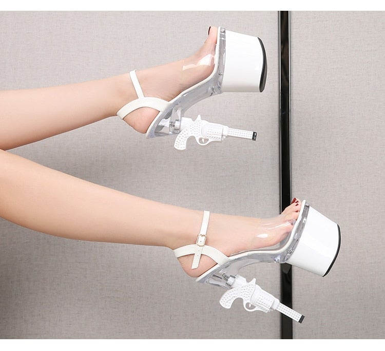 Strange Summer Party Style Transparent Pistol High Heels Platform Sandals  -  GeraldBlack.com