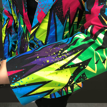Streetwear Hip Hop Singer Dancer Coat Colorful Graffiti Pattern Stage Costumes Men Slim Suit Blazer Jacket  -  GeraldBlack.com