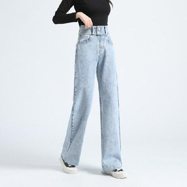 Woman Jeans High Waist Clothes Wide Leg Denim Clothing Blue Streetwear Vintage Fashion Harajuku - SolaceConnect.com