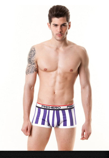 Striped Cotton Elastic Waistband Underwear Fashion Boxer Shorts for Men  -  GeraldBlack.com