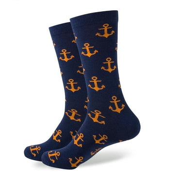 Style Men's Combed Cotton Breathable Warm Anchor Socks US Size(7.5-12)  -  GeraldBlack.com