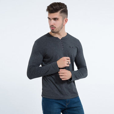 Stylish Luxury Fashion Men's Slim Fit Long Sleeve V Neck Cotton T-Shirts  -  GeraldBlack.com