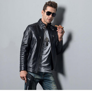 Stylish Men's Genuine Sheepskin Leather Motorcycle Bomber Jackets - SolaceConnect.com