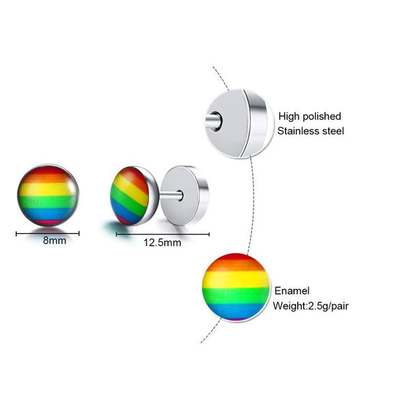Stylish Stainless Steel Never Fade Rainbow Stud Earrings for Unisex - SolaceConnect.com
