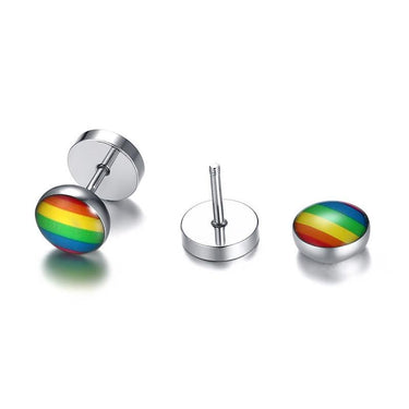 Stylish Stainless Steel Never Fade Rainbow Stud Earrings for Unisex - SolaceConnect.com