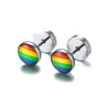 Stylish Stainless Steel Never Fade Rainbow Stud Earrings for Unisex  -  GeraldBlack.com