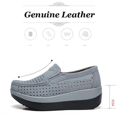 Suede and Leather Women's Slip-On Casual Flat Loafers with Round Toe - SolaceConnect.com
