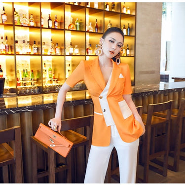 Summer autumn office lady Fashion casual sexy girls short sleeve coat pants suits sets clothing  -  GeraldBlack.com