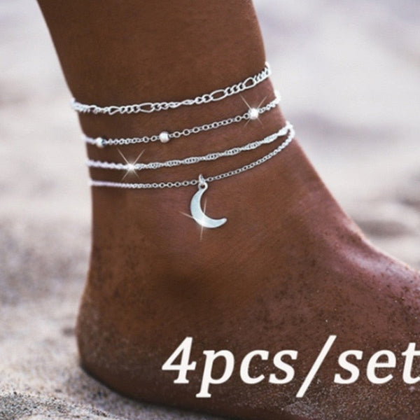 Summer Beach Fashion Zinc Alloy Barefoot Anklets Set for Women  -  GeraldBlack.com