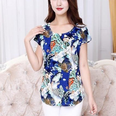 Summer Boat Anchor Printed Silk Casual Top T-Shirt for Women - SolaceConnect.com